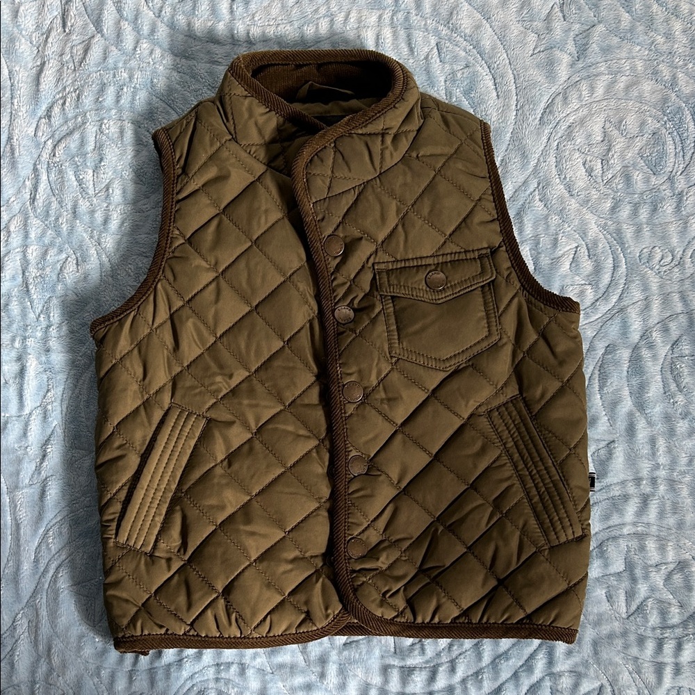 E Land Quilted Olive Green Vest